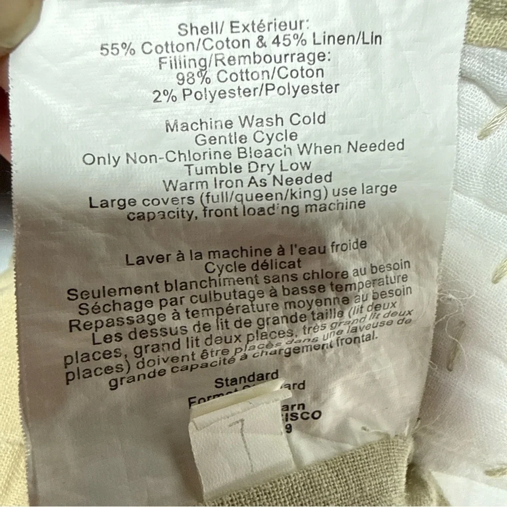 2 Pottery Barn Pick Stitch Standard Pillow Shams Linen CTN Quilted CottageCore